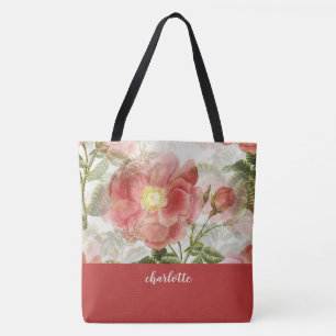 Whimsical Floral Monogrammed Tote Bag