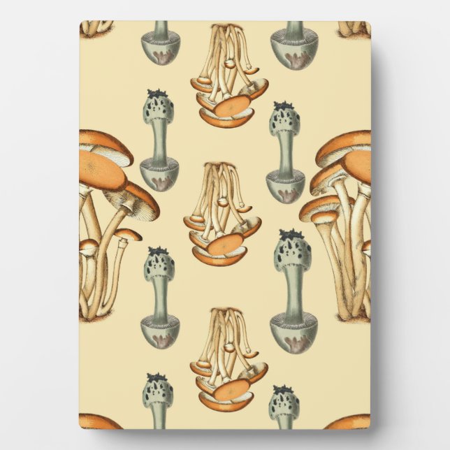 Whimsical Floral Mushroom Pattern Plaque (Front)