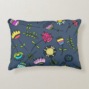 Whimsical Floral Pattern Art Design Accent Pillow