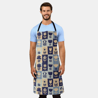Whimsical Floral Pattern Illustration Apron