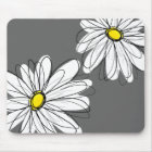 Whimsical Floral Pattern in yellow grey