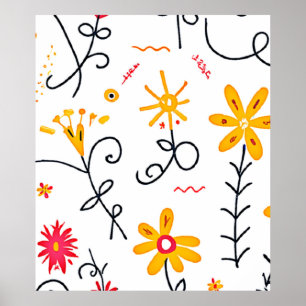 Whimsical Floral Pattern Poster
