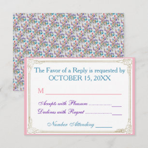 WHIMSICAL FLORAL PATTERN RSVP CARD