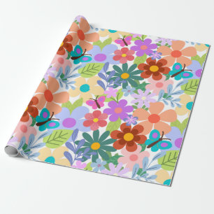 Whimsical Floral Pattern Wrapping Paper