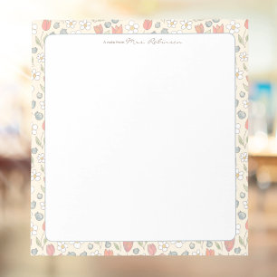 Whimsical Floral Personalized Teacher Notepad