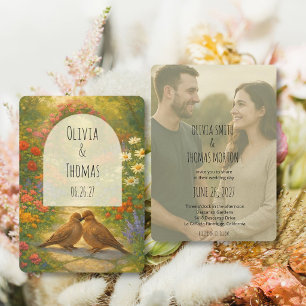 Whimsical Floral Photo English Garden Wedding Invitation