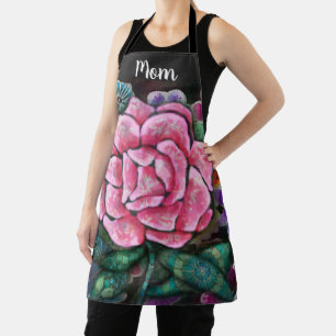 Whimsical Floral Pink Rose Art Nouveau Botanical Apron