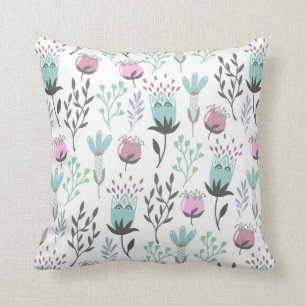 Whimsical floral pretty pastel colours throw pillow