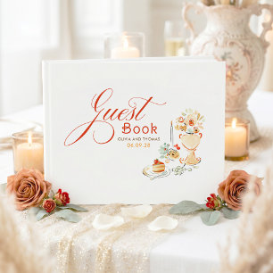 Whimsical Floral Quirky Hand Drawn Fall Wedding Guest Book