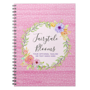 Whimsical Floral Roses & Rustic Pink Wood Girly Notebook