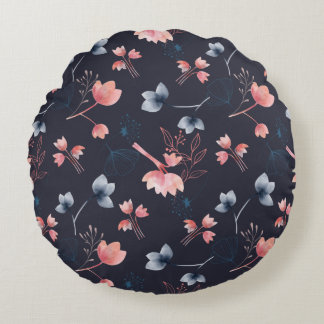 Whimsical Floral  Round Pillow