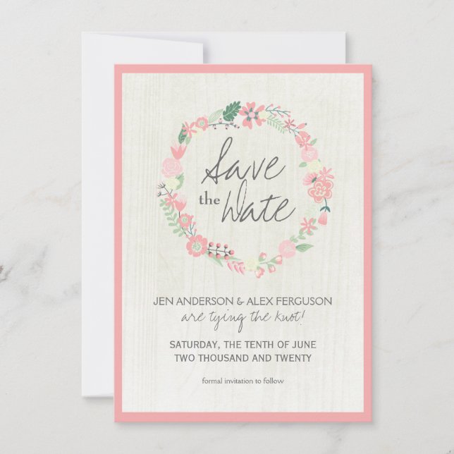 Whimsical Floral Save the Date Wedding Card (Front)