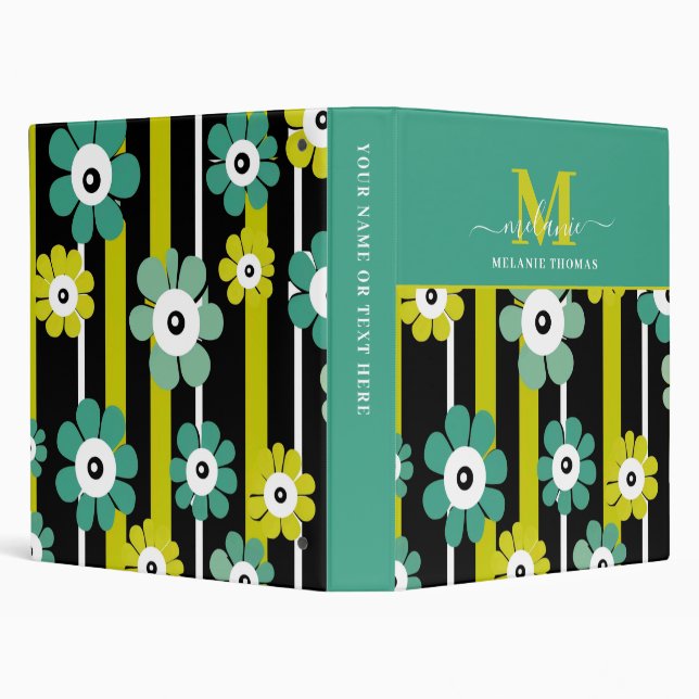 Whimsical Floral Script Name Monogram Binder (Background)