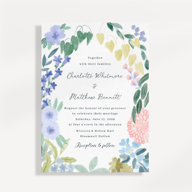 Whimsical Floral Script Wedding Invitation (Creator Uploaded)