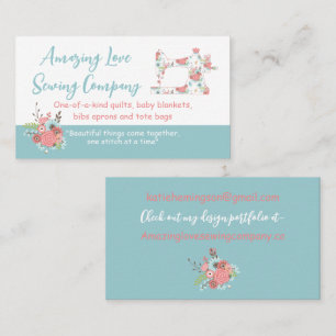 Whimsical Floral Sewing Machine Business Car Busin Card