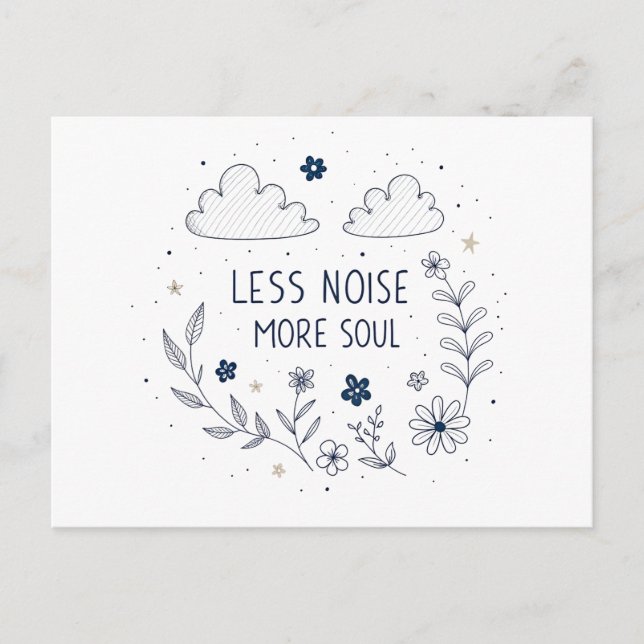 Whimsical Floral Soul Quote Line Art Postcard (Front)