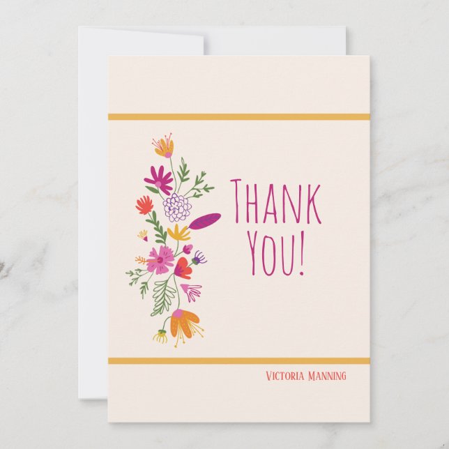 Whimsical Floral Thank You Card (Front)