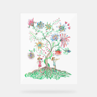 Whimsical Floral Tree  Acrylic Sign