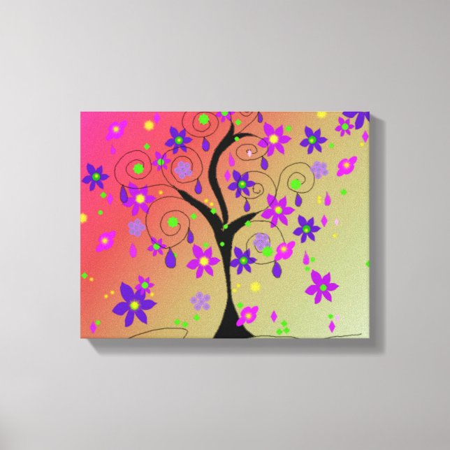 Whimsical Floral Tree Canvas Print (Front)