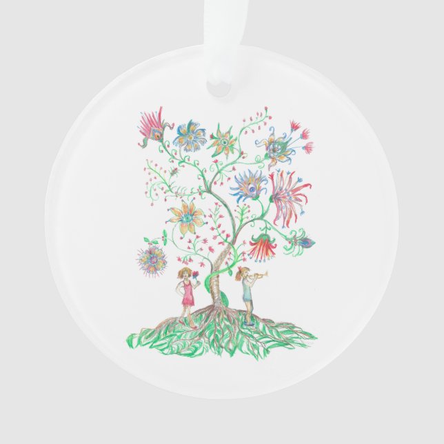 Whimsical Floral Tree  Ornament (Front)