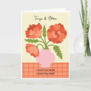 Whimsical floral vase illustration Design Card