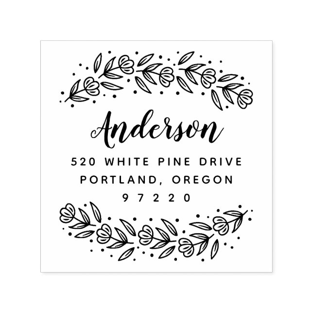 Whimsical Floral Vine Return Address Self-inking Stamp (Design)