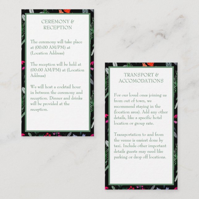 Whimsical Floral Watercolor Wedding Enclosure Card (Front/Back)