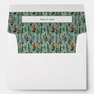 Whimsical Floral Watercolor Wedding Envelope