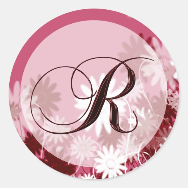 Whimsical Floral Wedding Monogram R Envelope Seal (Front)