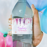 Whimsical Floral Wisteria Butterly Kids Birthday Water Bottle Label<br><div class="desc">Design features pastel colours like lavender,  mint,  and baby pink,  adorned with gentle wisteria flowers and playful butterflies. This simple yet enchanting design is perfect for a joyful birthday celebration like 1st birthday,  7th birthday and more.</div>