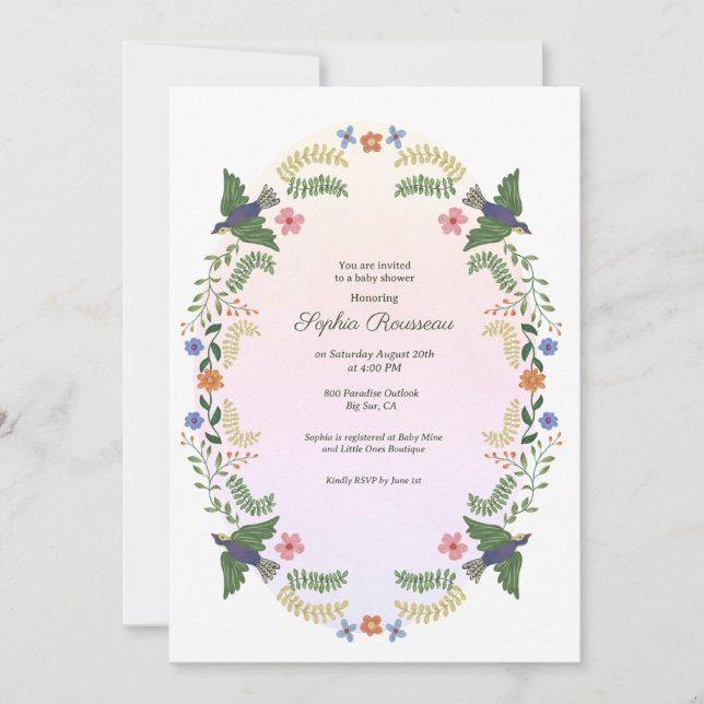 Whimsical Floral Wreath Baby Shower Invitation (Front)