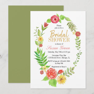 Whimsical Floral Wreath Bridal Shower Invitation