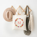 Whimsical Floral Wreath Monogram Tote Bag<br><div class="desc">Custom designed tote bag with a sweet whimsical illustrated floral frame,  personalized with your monogram or other custom text. Click Customize It to change text fonts and colours to create your own unique one of a kind design. Adorable for bridesmaid gifts!</div>