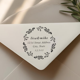 Whimsical Floral Wreath Wedding Return Address Self-inking Stamp