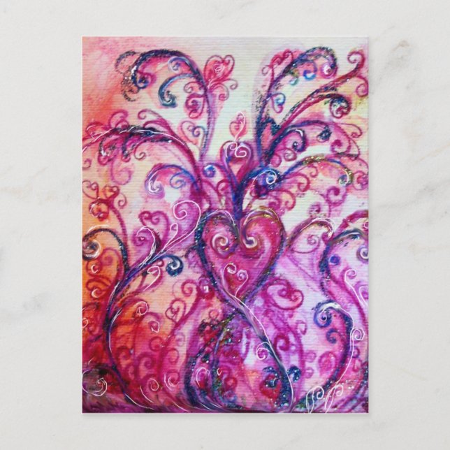 WHIMSICAL FLOURISHES bright pink purple white Postcard (Front)