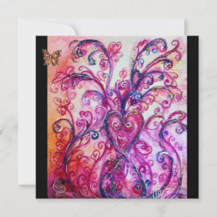 WHIMSICAL FLOURISHES bright red ,pink purple black Invitation