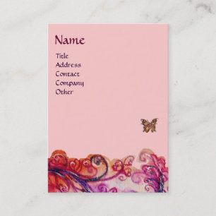 WHIMSICAL FLOURISHES bright red ,pink purple Business Card