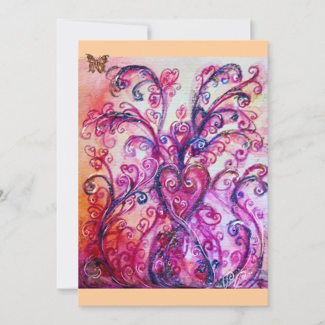 WHIMSICAL FLOURISHES bright red ,pink purple Invitation (Front)