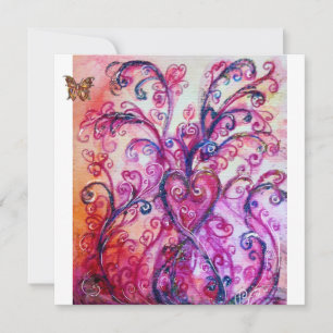 WHIMSICAL FLOURISHES bright red ,pink purple white Invitation