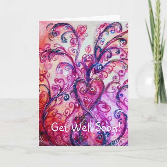 WHIMSICAL FLOURISHES HEART  / Get Well Soon Card (Front)