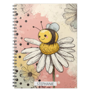 Whimsical Flower and Bee – Cozy Floral (1) Notebook