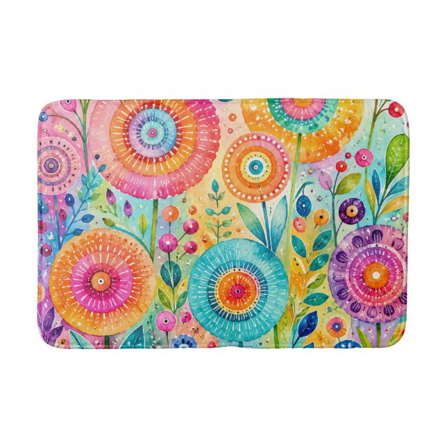 Whimsical Flower Bath Mat (Front)