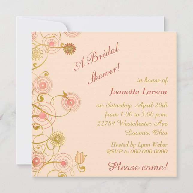 Whimsical Flower Border Bridal Shower Invitation (Front)