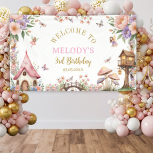 Whimsical Flower Fairy 3rd birthday Banner