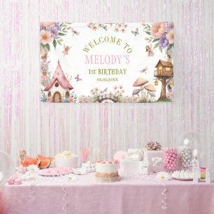 Whimsical Flower Fairy First  birthday Banner