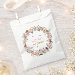 Whimsical flower fairy garden 2nd birthday  favour bag