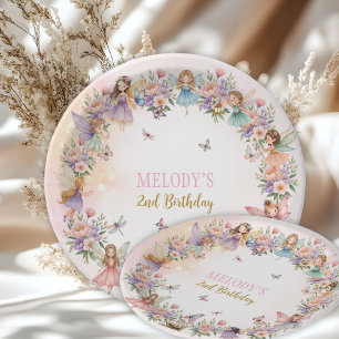 Whimsical flower fairy garden 2nd birthday  paper plate