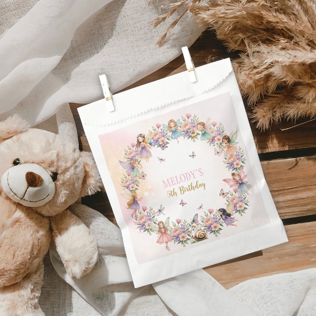 Whimsical flower fairy garden 5th birthday  favour bag (Creator Uploaded)