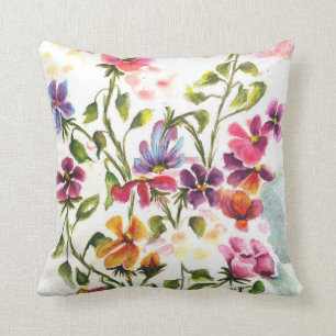 Whimsical Flower Garden Throw Pillow