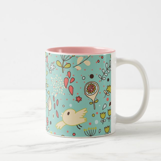 Whimsical Flower Garden Two-Tone Coffee Mug (Right)